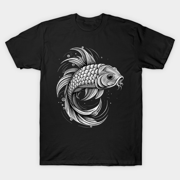 Black and White Fish T-Shirt by NerdsbyLeo